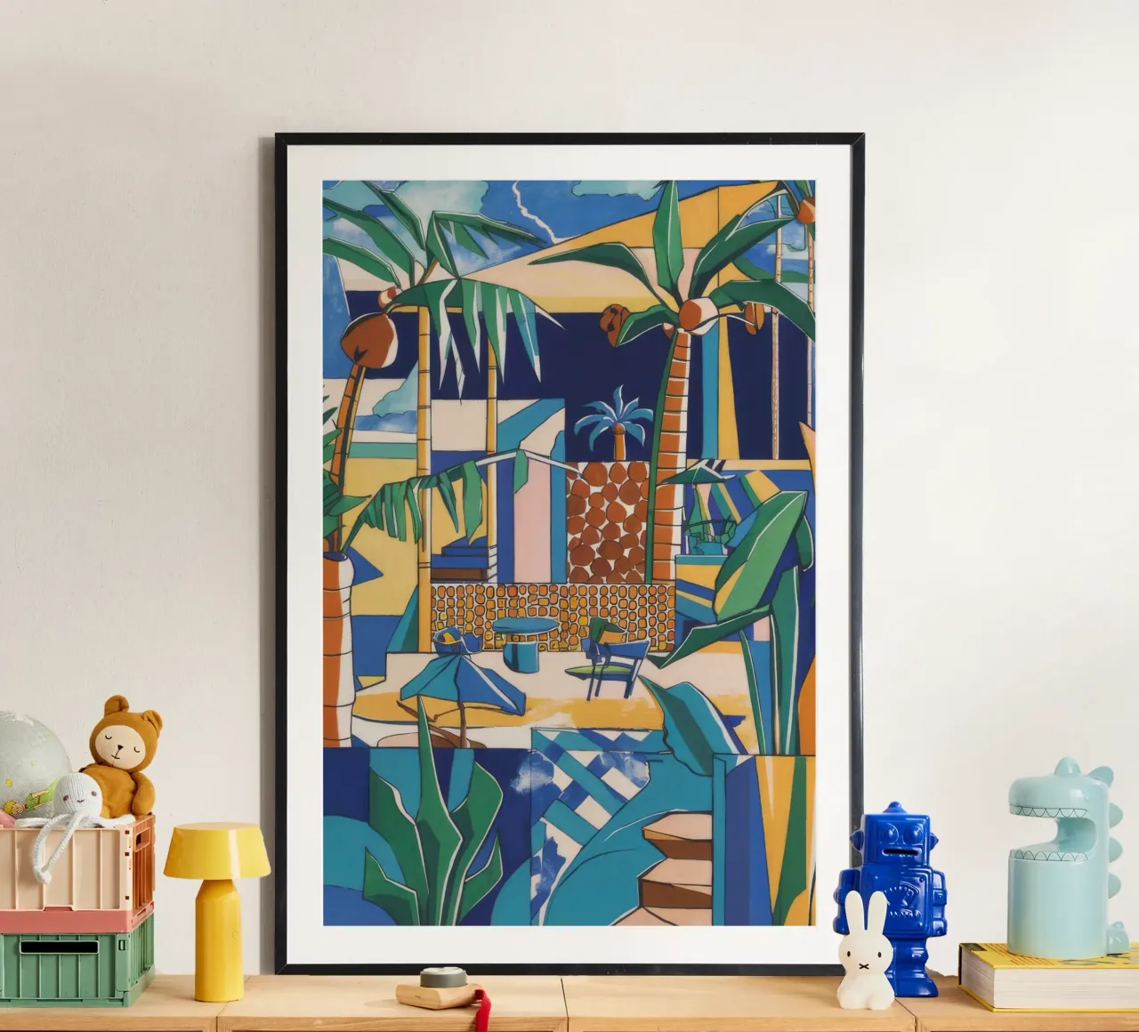 Un vivace paradiso costiero poster con telaio in plastica da Beach Palette