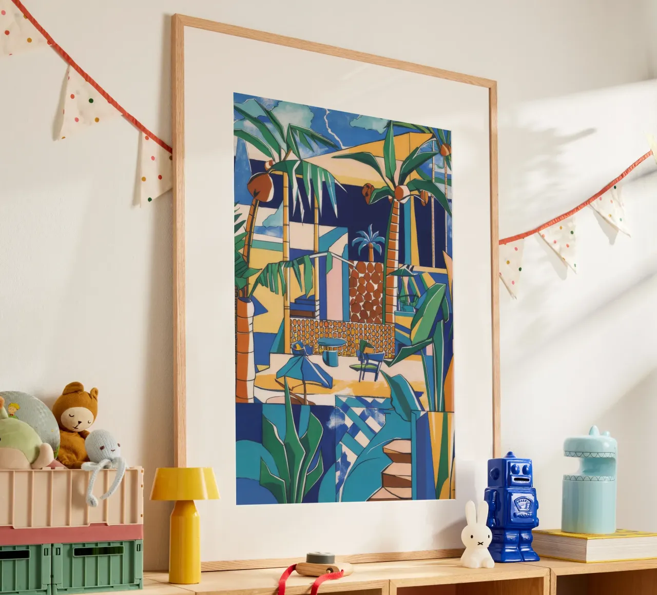 Un vivace paradiso costiero poster con telaio in plastica da Beach Palette
