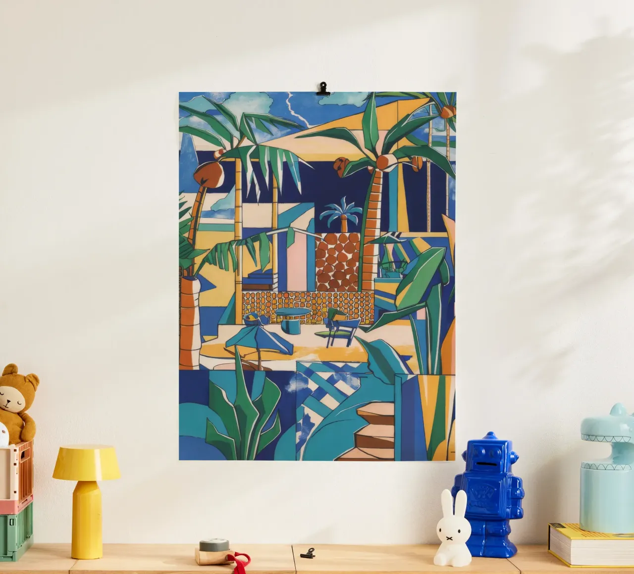 Un vivace paradiso costiero poster con telaio in plastica da Beach Palette
