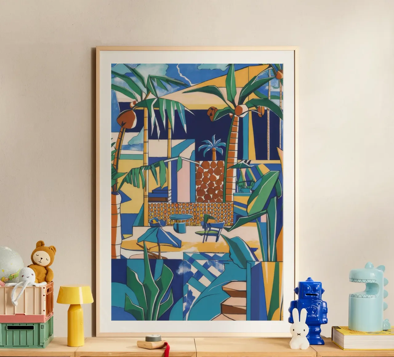 Un vivace paradiso costiero poster con telaio in plastica da Beach Palette