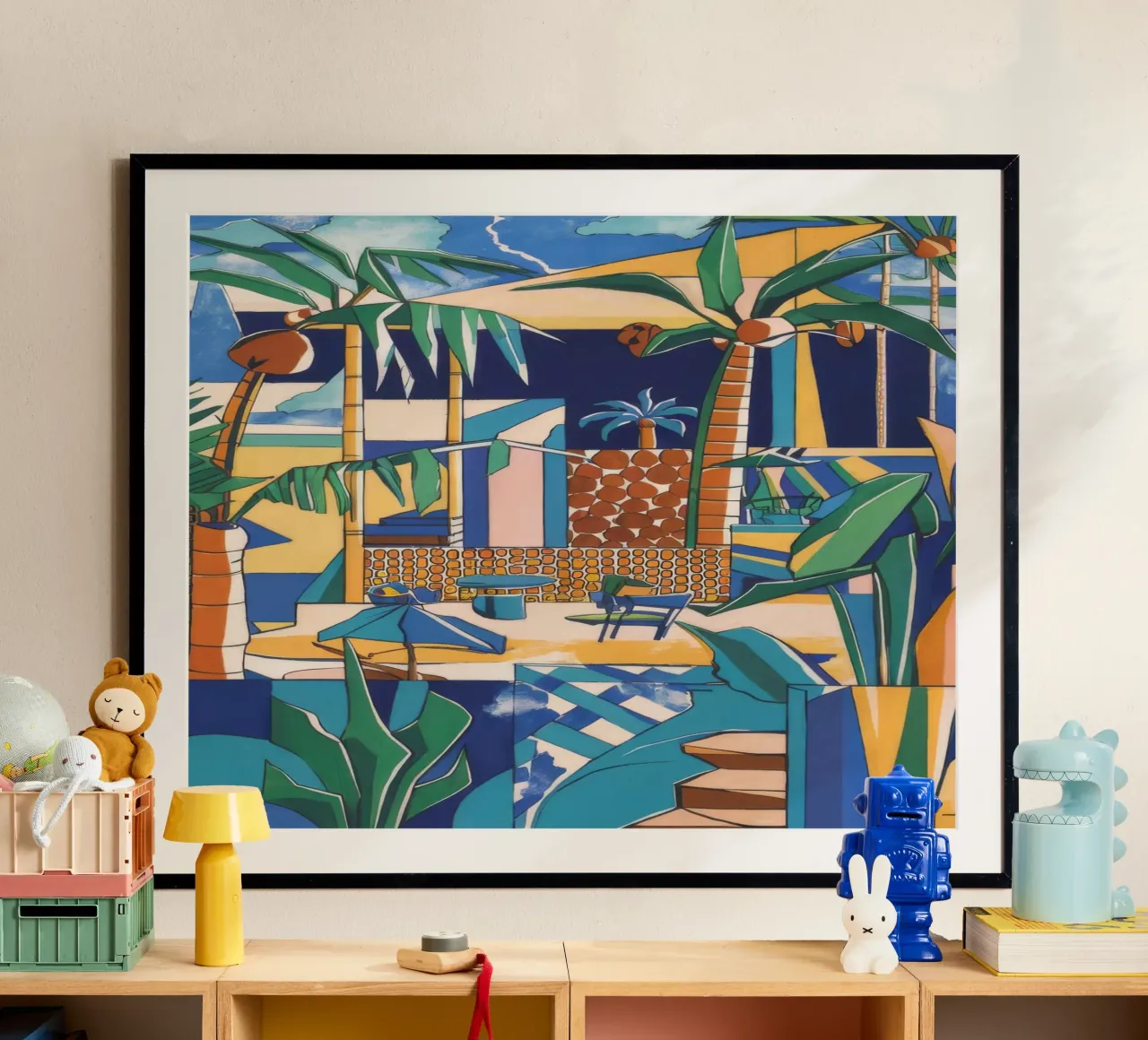 Un vivace paradiso costiero poster con telaio in plastica da Beach Palette