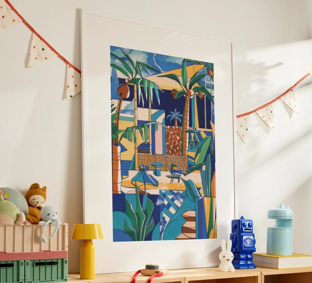 Un vivace paradiso costiero poster con telaio in plastica da Beach Palette