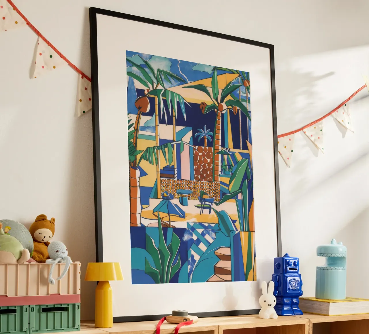 Un vivace paradiso costiero poster con telaio in plastica da Beach Palette