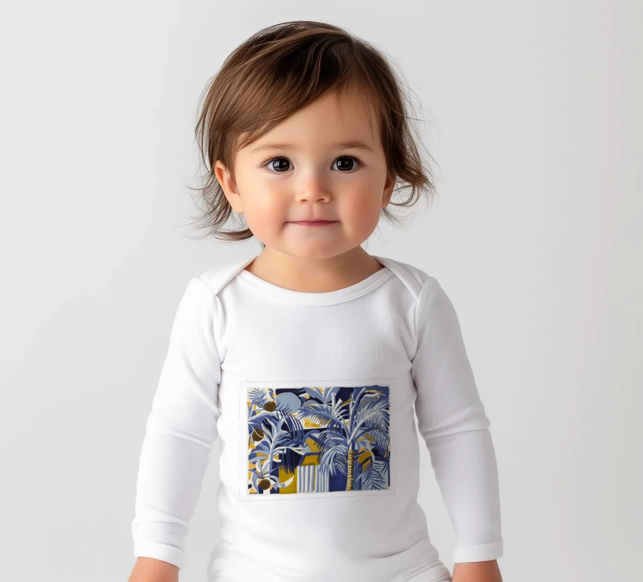 Majestic Palm Paradise long-sleeve baby romper by Beach Palette
