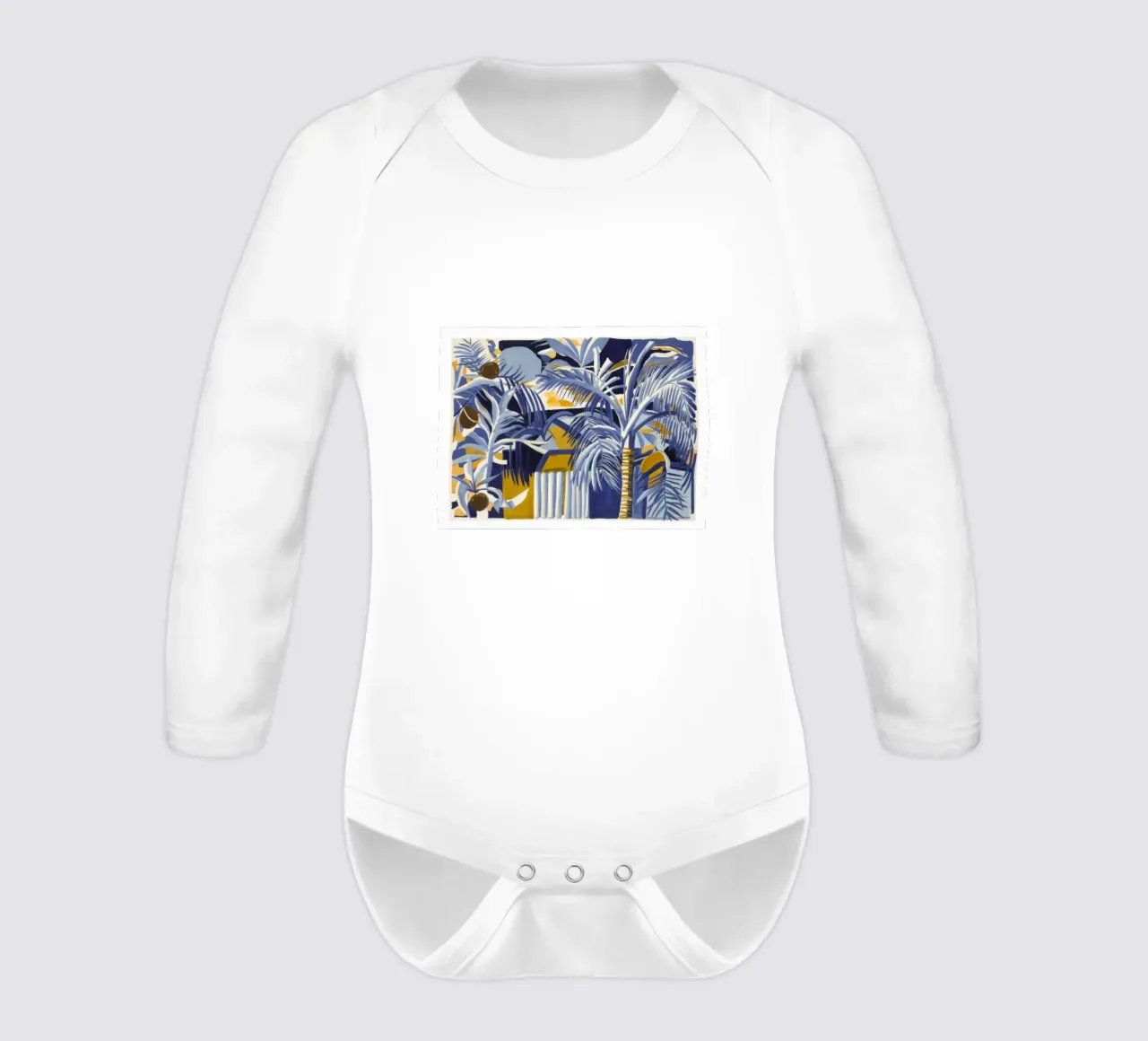 Majestic Palm Paradise long-sleeve baby romper by Beach Palette