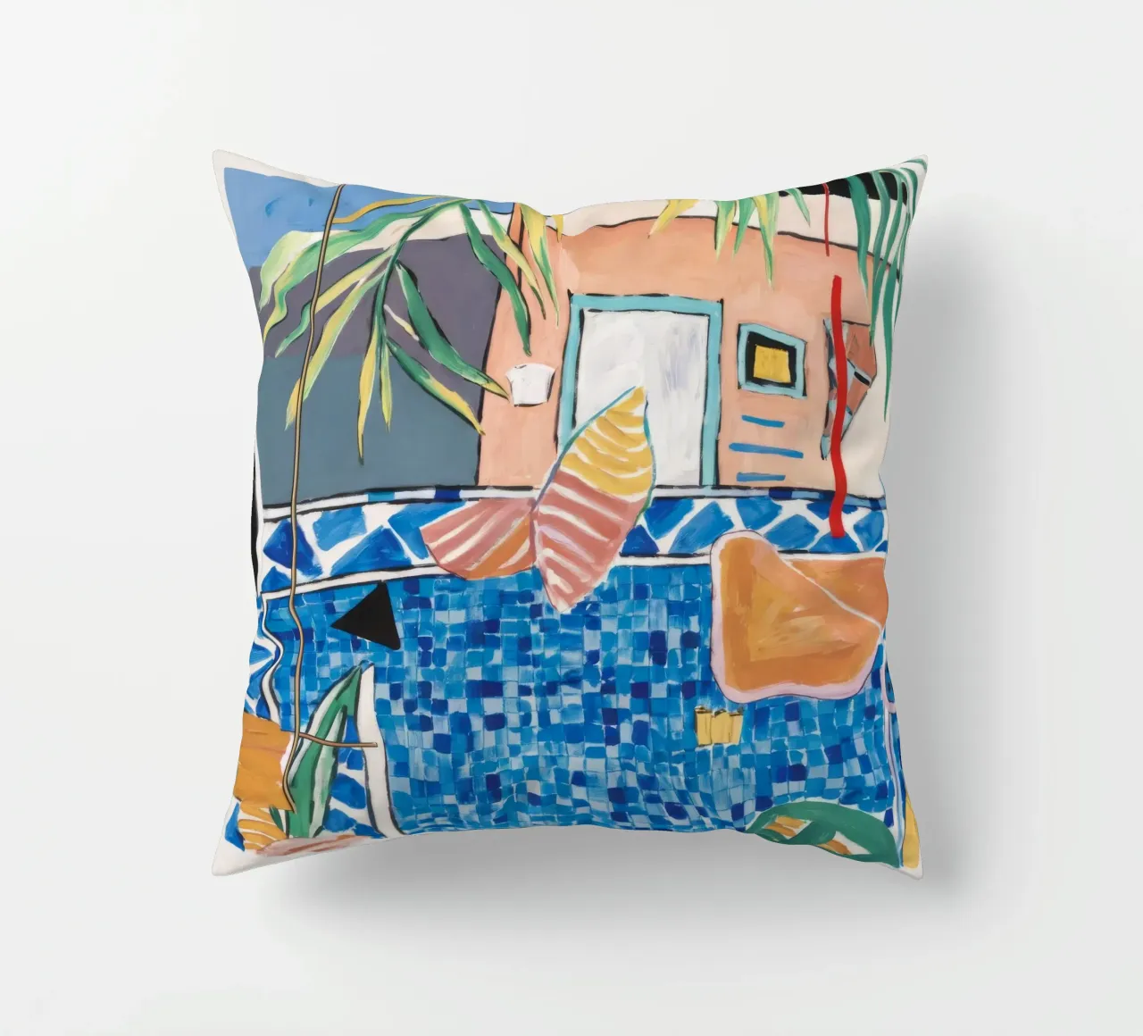 Tranquil Poolside Escape decorative cushion by Beach Palette