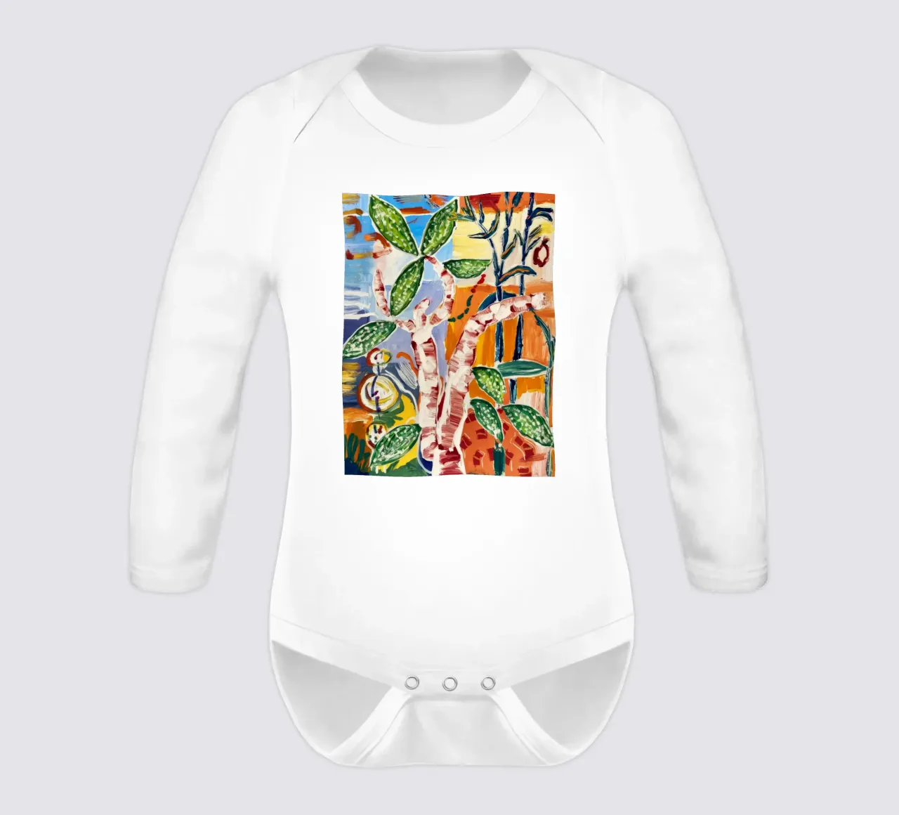 Lush Botanical Escape long-sleeve baby romper by Beach Palette