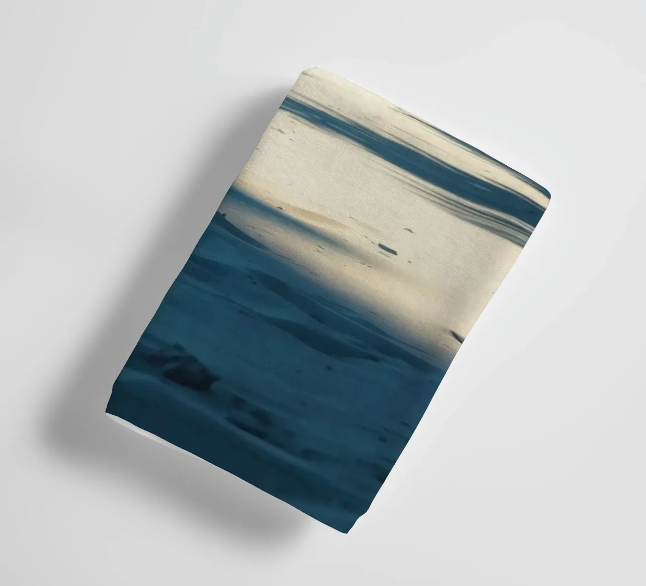 Serene beach with palm trees and gentle waves under a clear towel by DesignDoodle