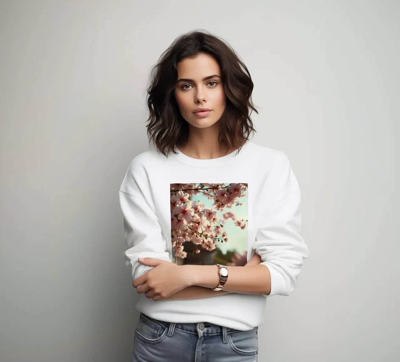 Los cerezos florecen en primavera con un suave telón de fondo sudadera de DesignDoodle