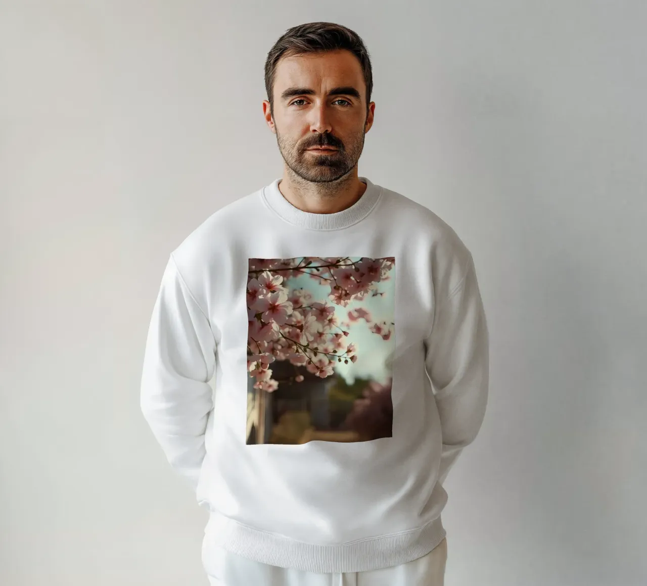 Los cerezos florecen en primavera con un suave telón de fondo sudadera de DesignDoodle