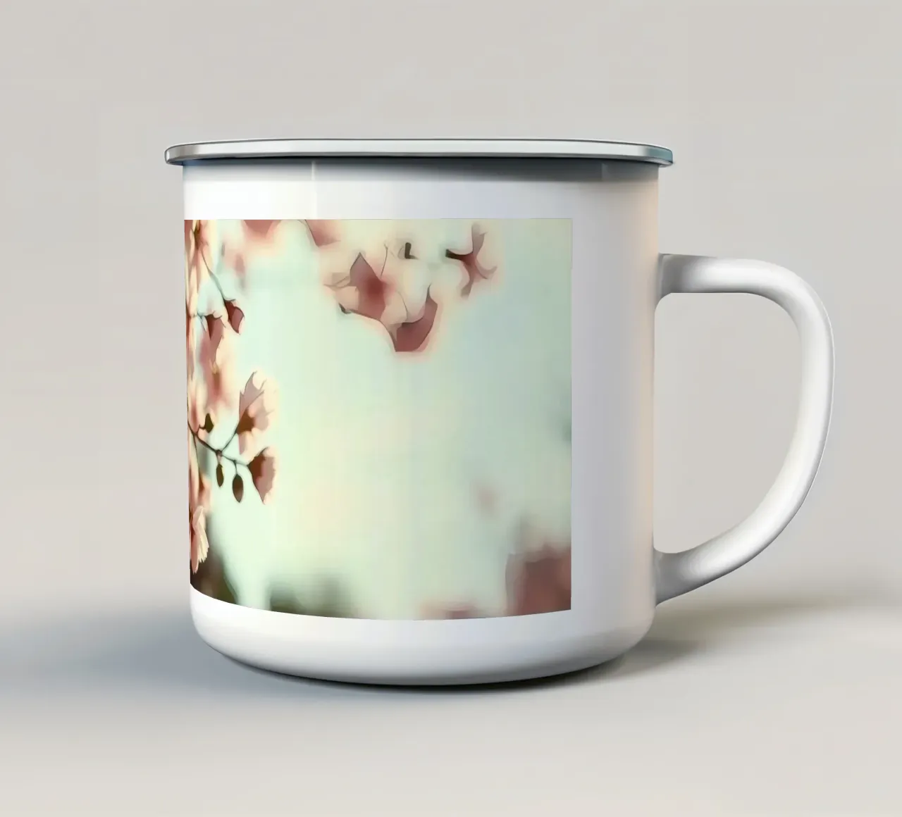 I fiori di ciliegio sbocciano in primavera su un morbido sfondo tazza in smalto da DesignDoodle