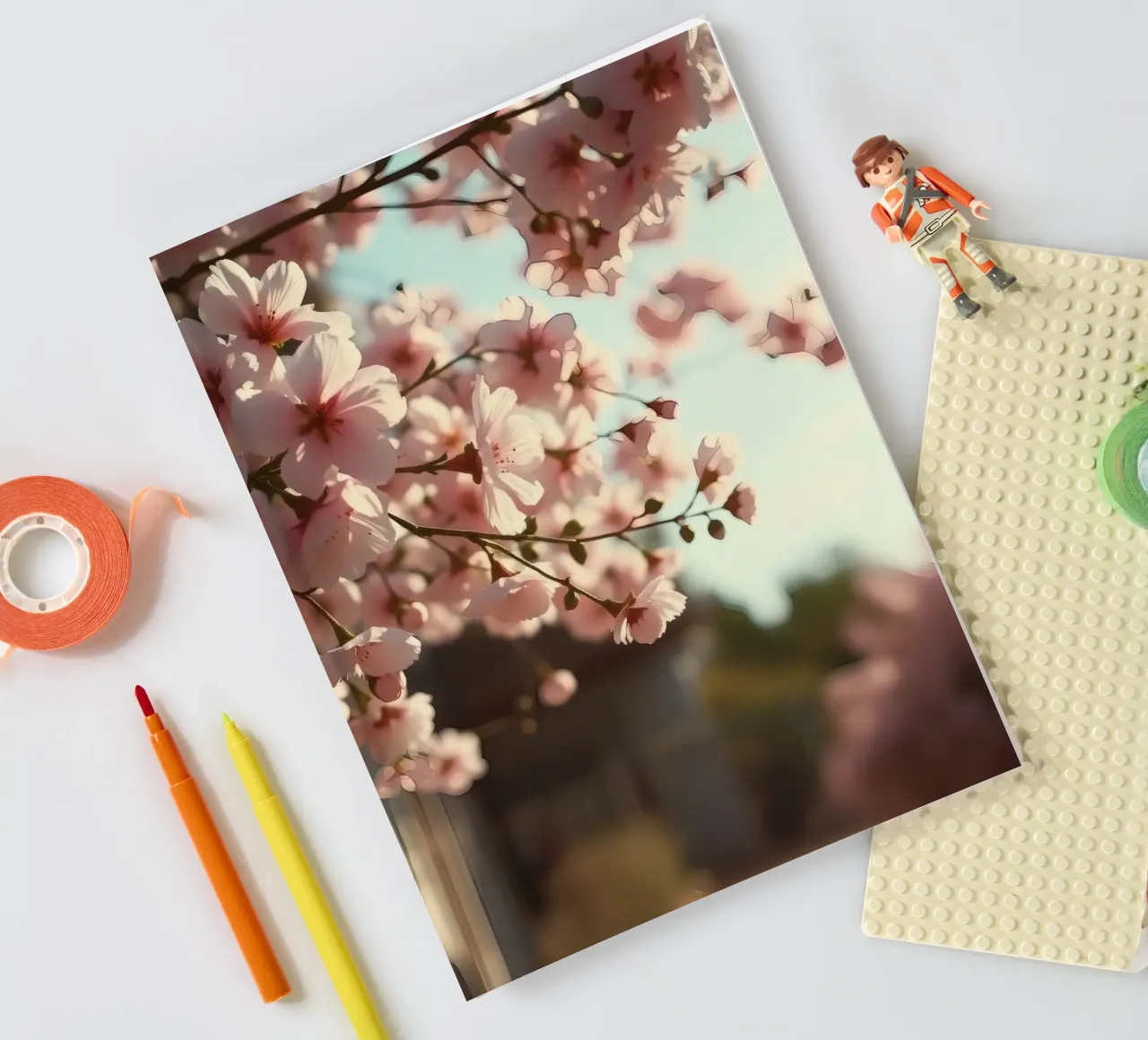 Cherry blossoms bloom in spring against a soft backdrop notebook by DesignDoodle