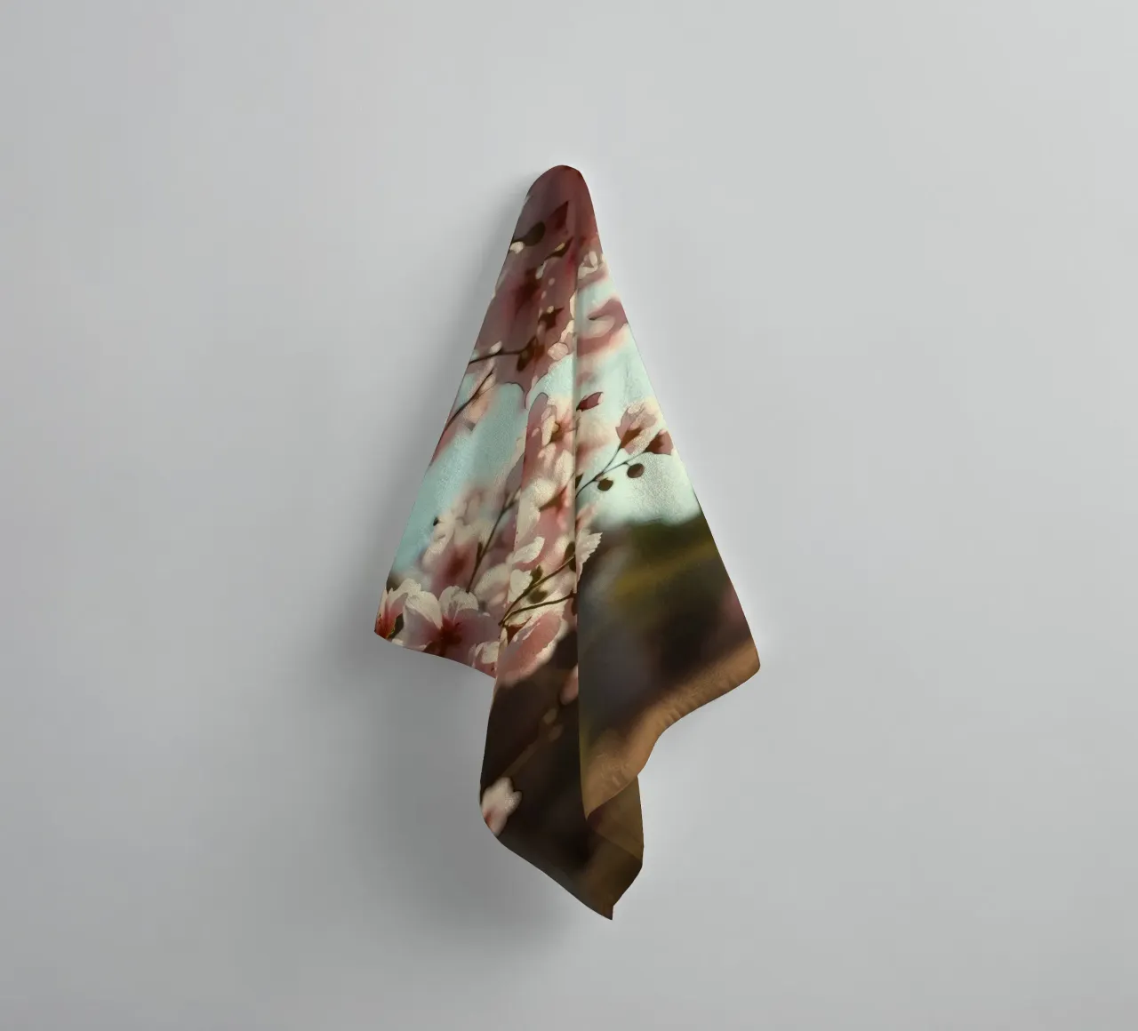 Cherry blossoms bloom in spring against a soft backdrop towel by DesignDoodle