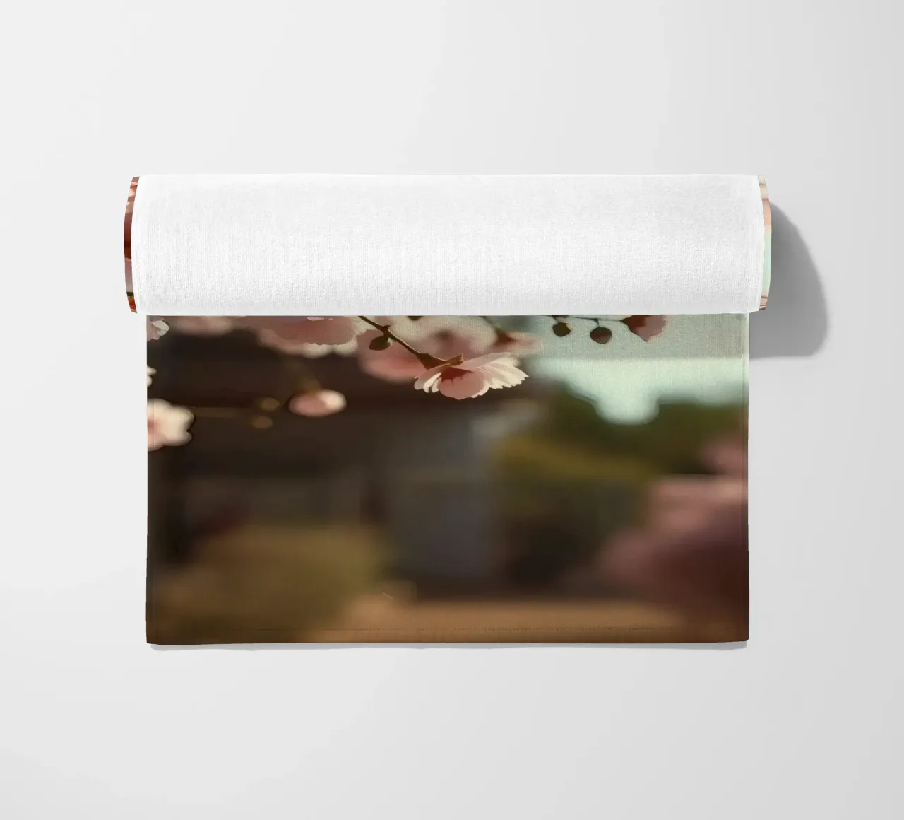 I fiori di ciliegio sbocciano in primavera su un morbido sfondo telo mare da DesignDoodle