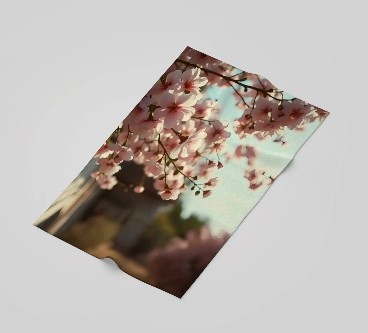 I fiori di ciliegio sbocciano in primavera su un morbido sfondo telo mare da DesignDoodle