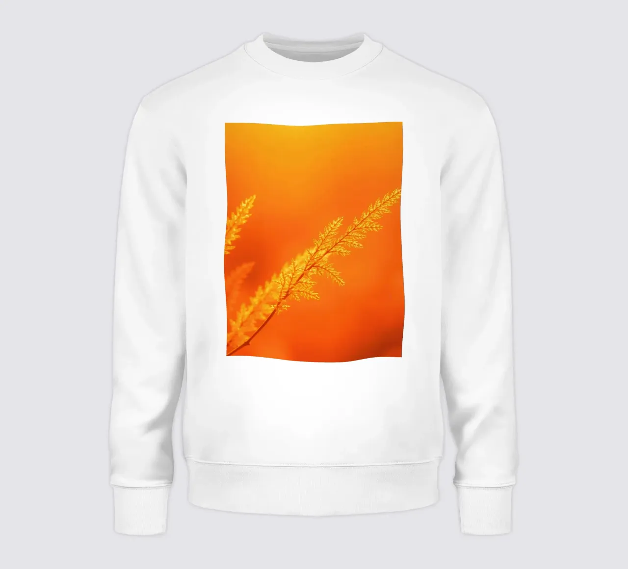 Vibrant golden background with delicate foliage illuminated sweatshirt by DesignDoodle