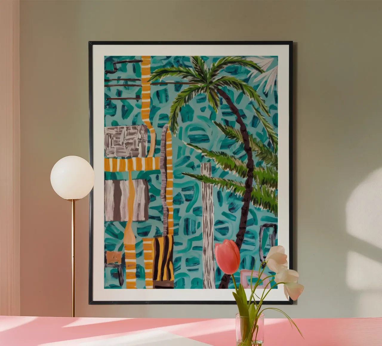Paradiso tropicale a bordo piscina poster con telaio in plastica da Beach Palette
