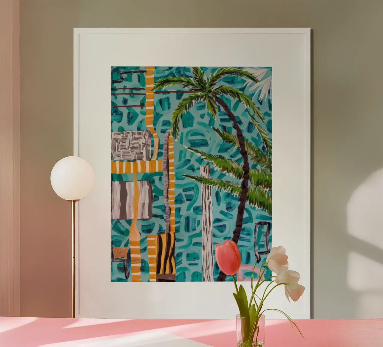 Paradiso tropicale a bordo piscina poster con telaio in plastica da Beach Palette