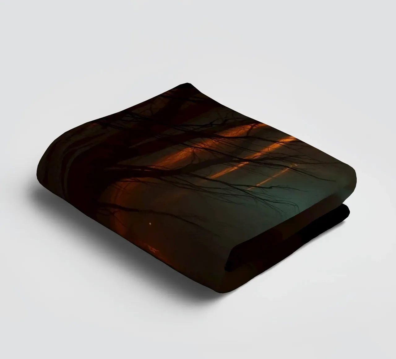 Mysterious forest with fog and glowing lights offering an ab towel by DesignDoodle