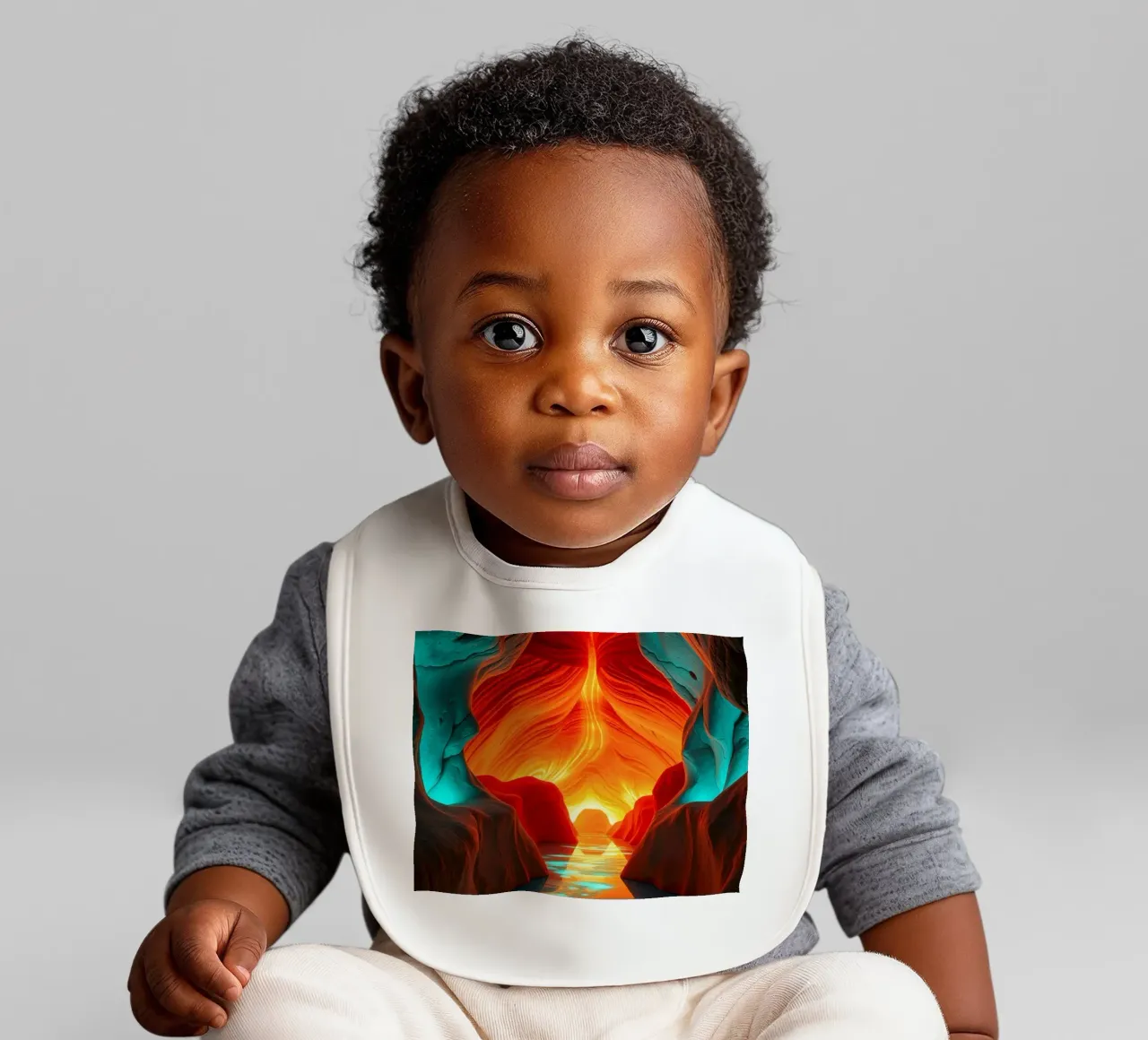 Captivating abstract cave background featuring vibrant color baby bib by DesignDoodle