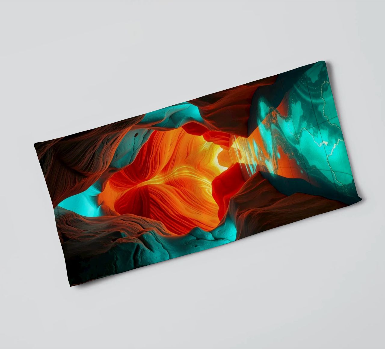 Captivating abstract cave background featuring vibrant color towel by DesignDoodle