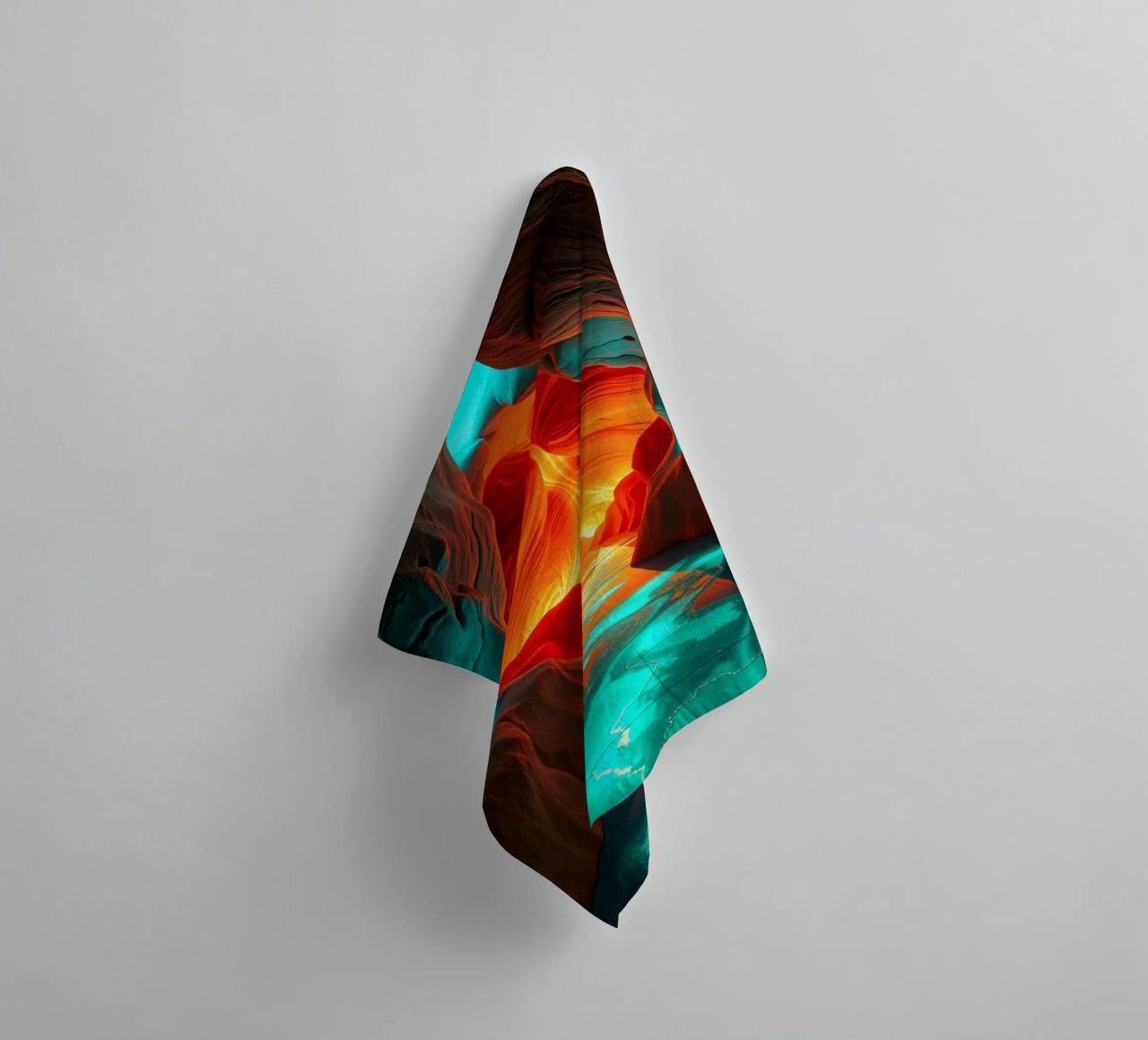 Captivating abstract cave background featuring vibrant color towel by DesignDoodle