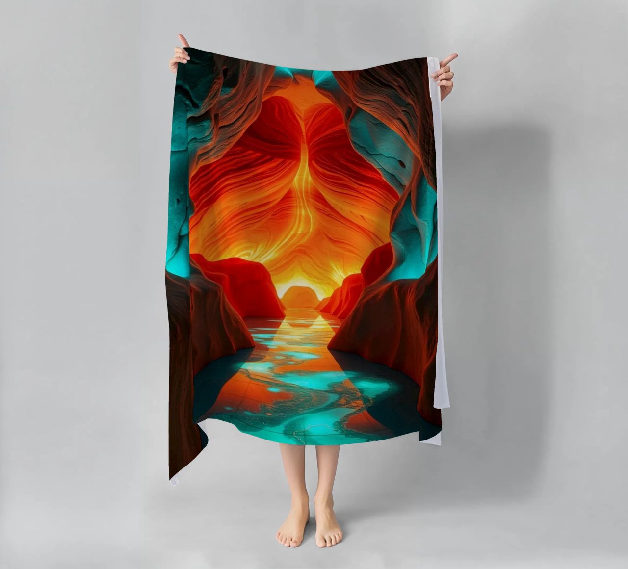 Accattivante sfondo astratto di grotta con colori vivaci telo mare da DesignDoodle