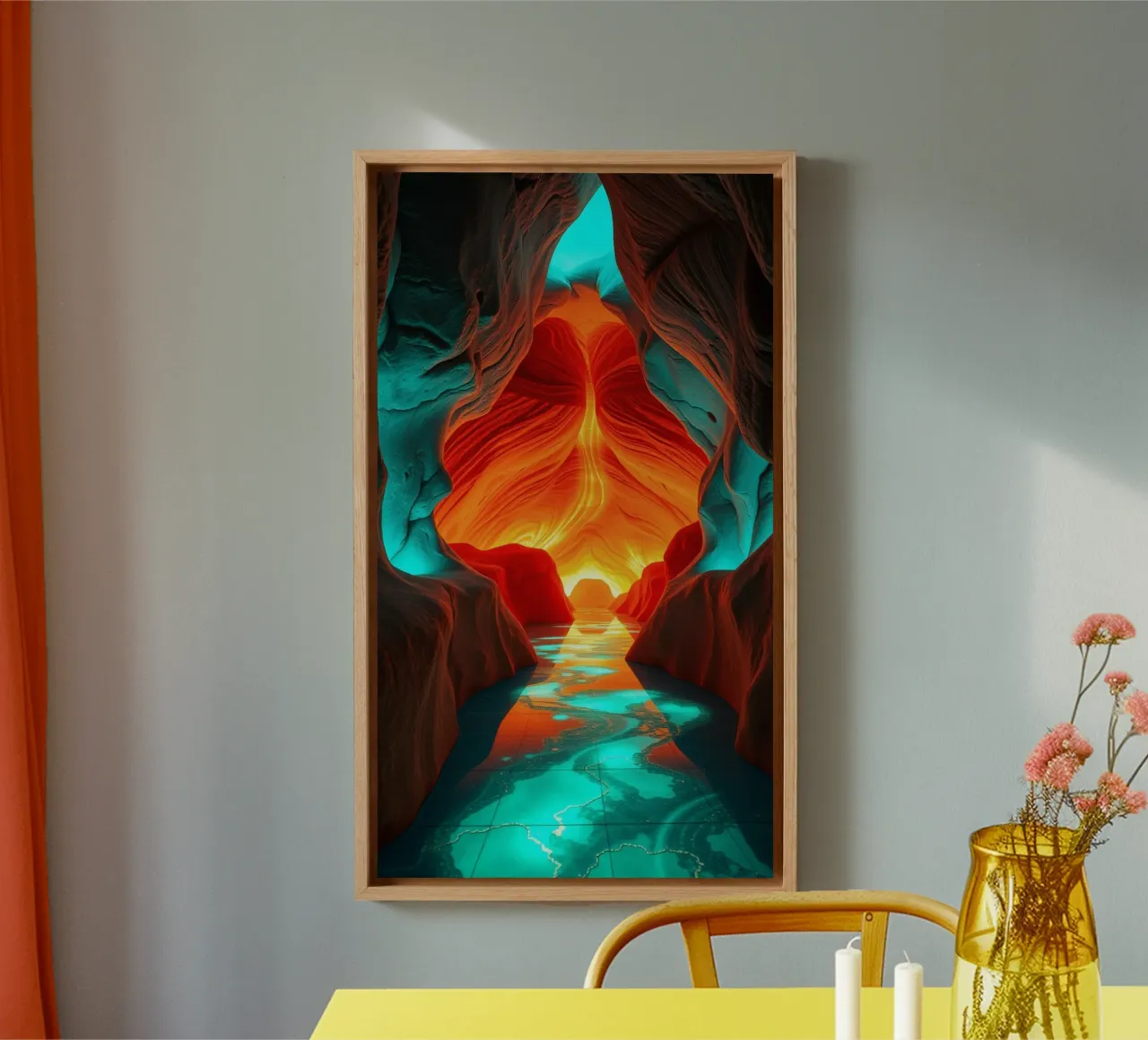Captivant arrière-plan abstrait de grotte aux couleurs vibrantes toile de DesignDoodle