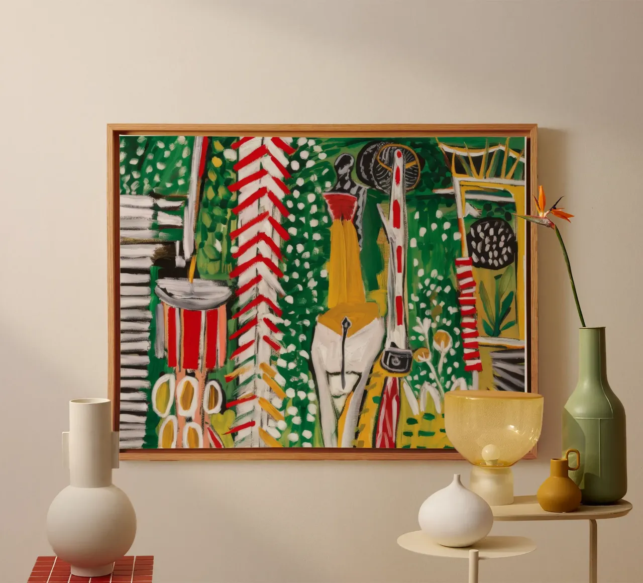 Levendige jungle melodie canvas met Baklijst van Beach Palette