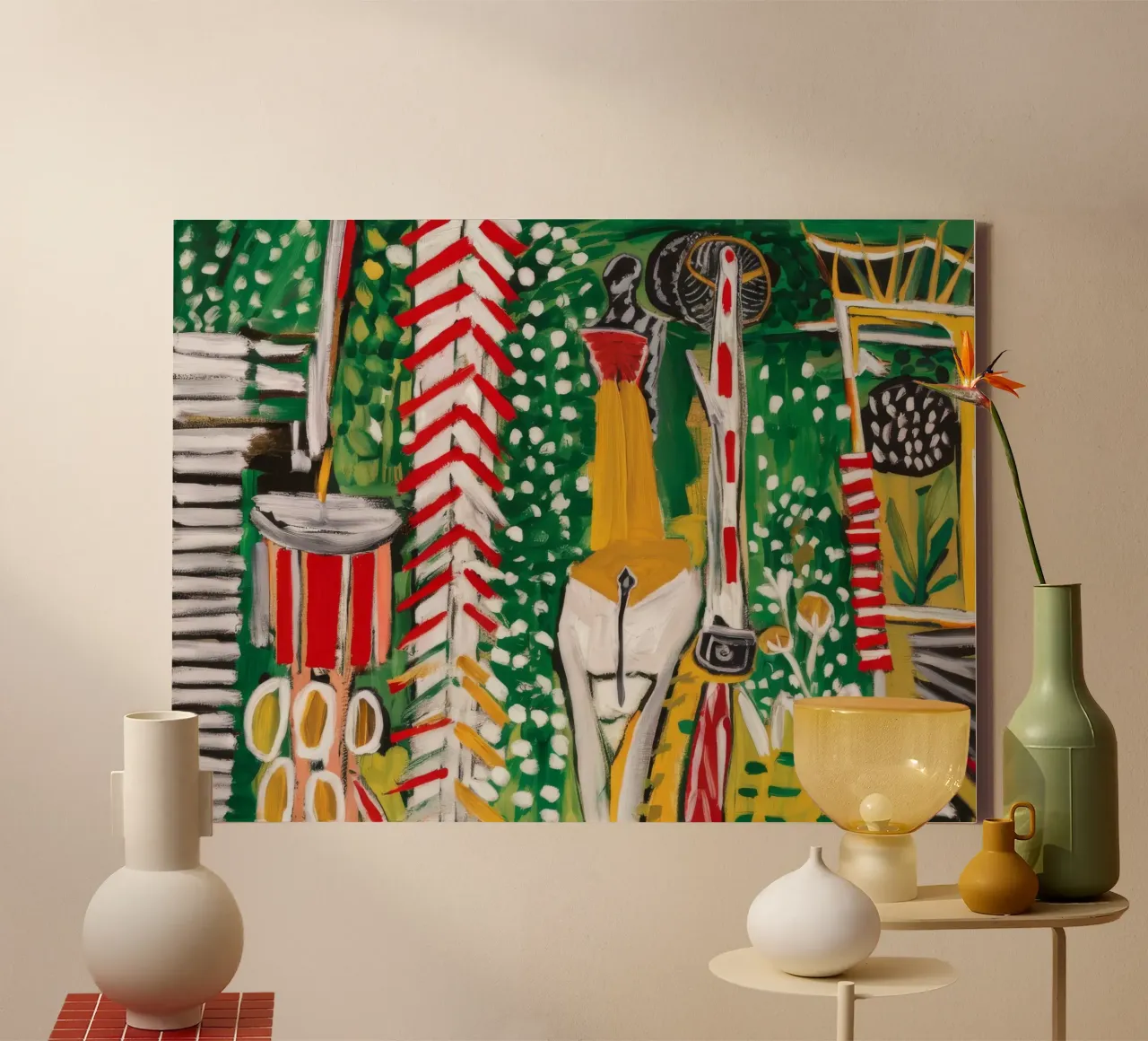 Levendige jungle melodie canvas met Baklijst van Beach Palette