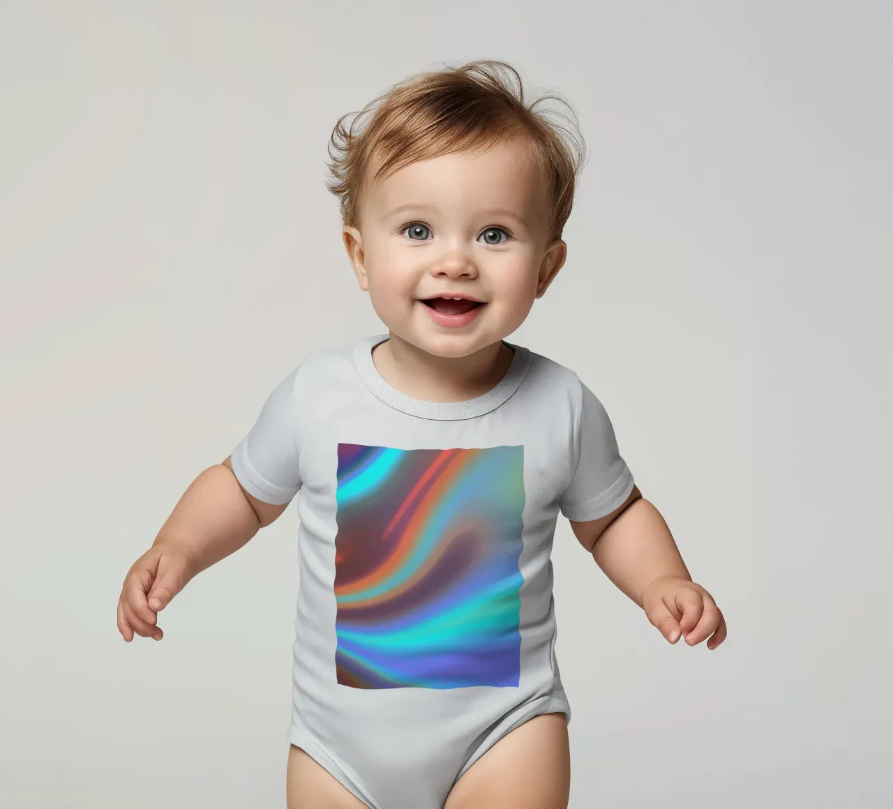 Vibrante sfondo astratto di colore cromato e sfumatura liscia body neonato maniche corte da DesignDoodle