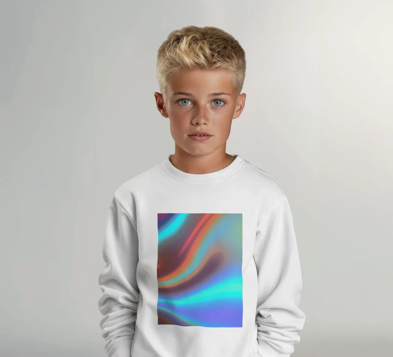 Vibrant abstract background chrome color and smooth gradient kids sweatshirt by DesignDoodle