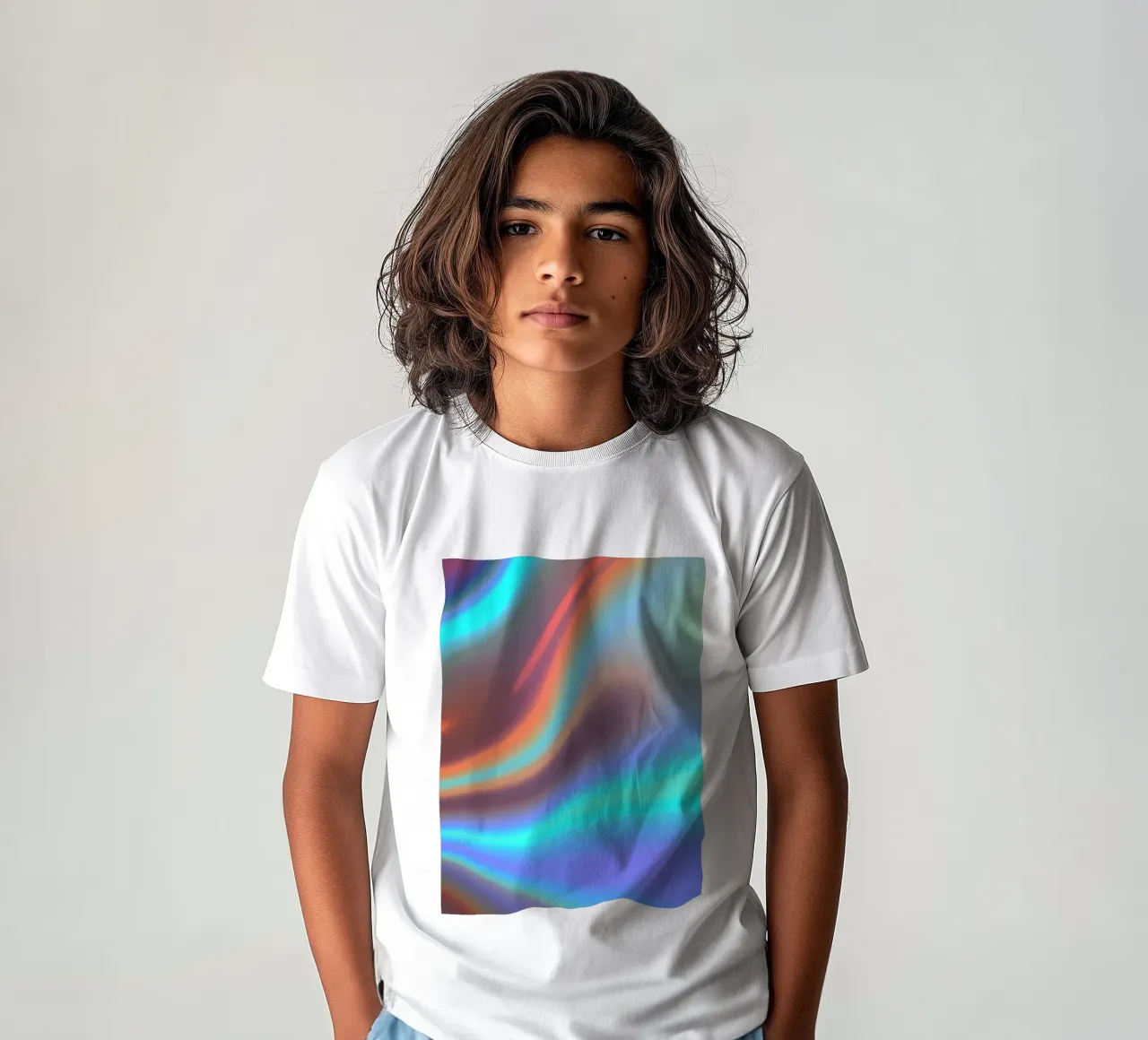 Vibrant abstract background chrome color and smooth gradient kids t-shirt by DesignDoodle