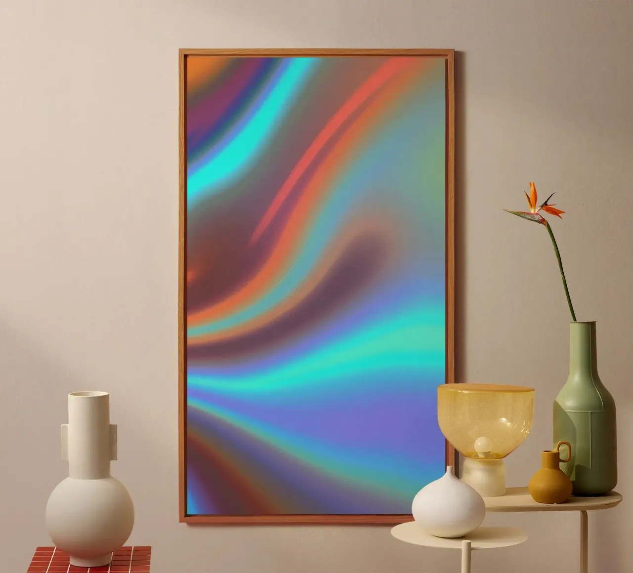 Vibrant abstract background chrome color and smooth gradient alu-dibond by DesignDoodle