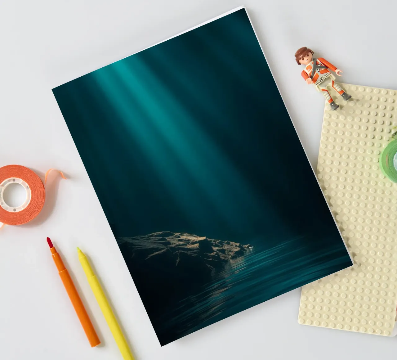 Stunning calming light beams reflecting on water notebook by DesignDoodle