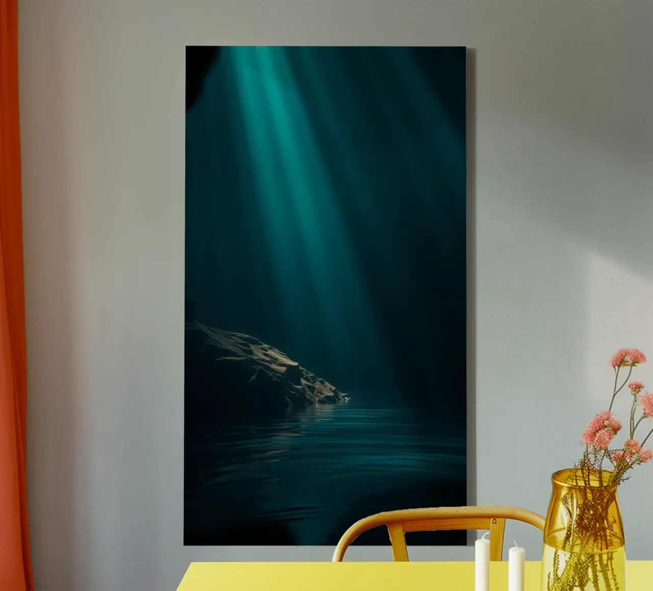 Stupefacenti fasci di luce calmante che si riflettono sull'acqua tela con Cornice a cassetta da DesignDoodle
