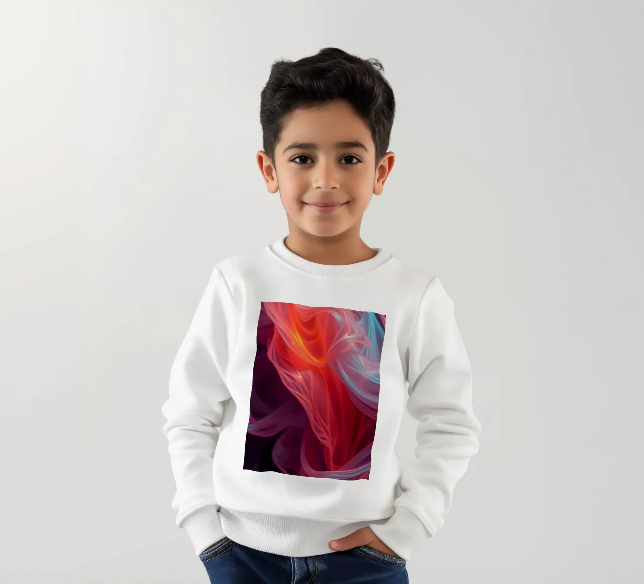 carta da parati con onde fluenti di colore rosso e blu felpa bambino da DesignDoodle
