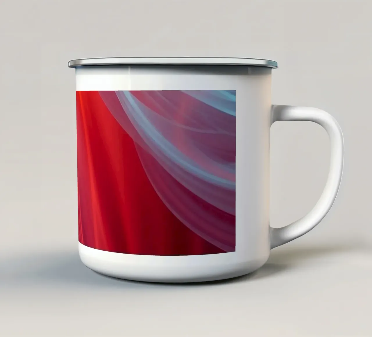 carta da parati con onde fluenti di colore rosso e blu tazza in smalto da DesignDoodle