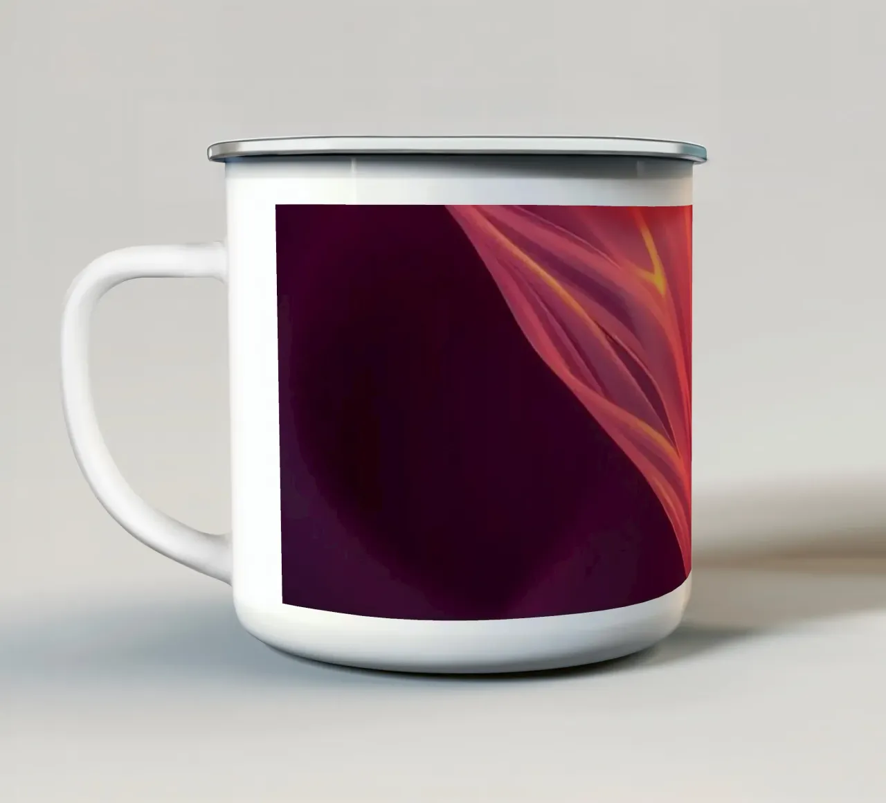 carta da parati con onde fluenti di colore rosso e blu tazza in smalto da DesignDoodle