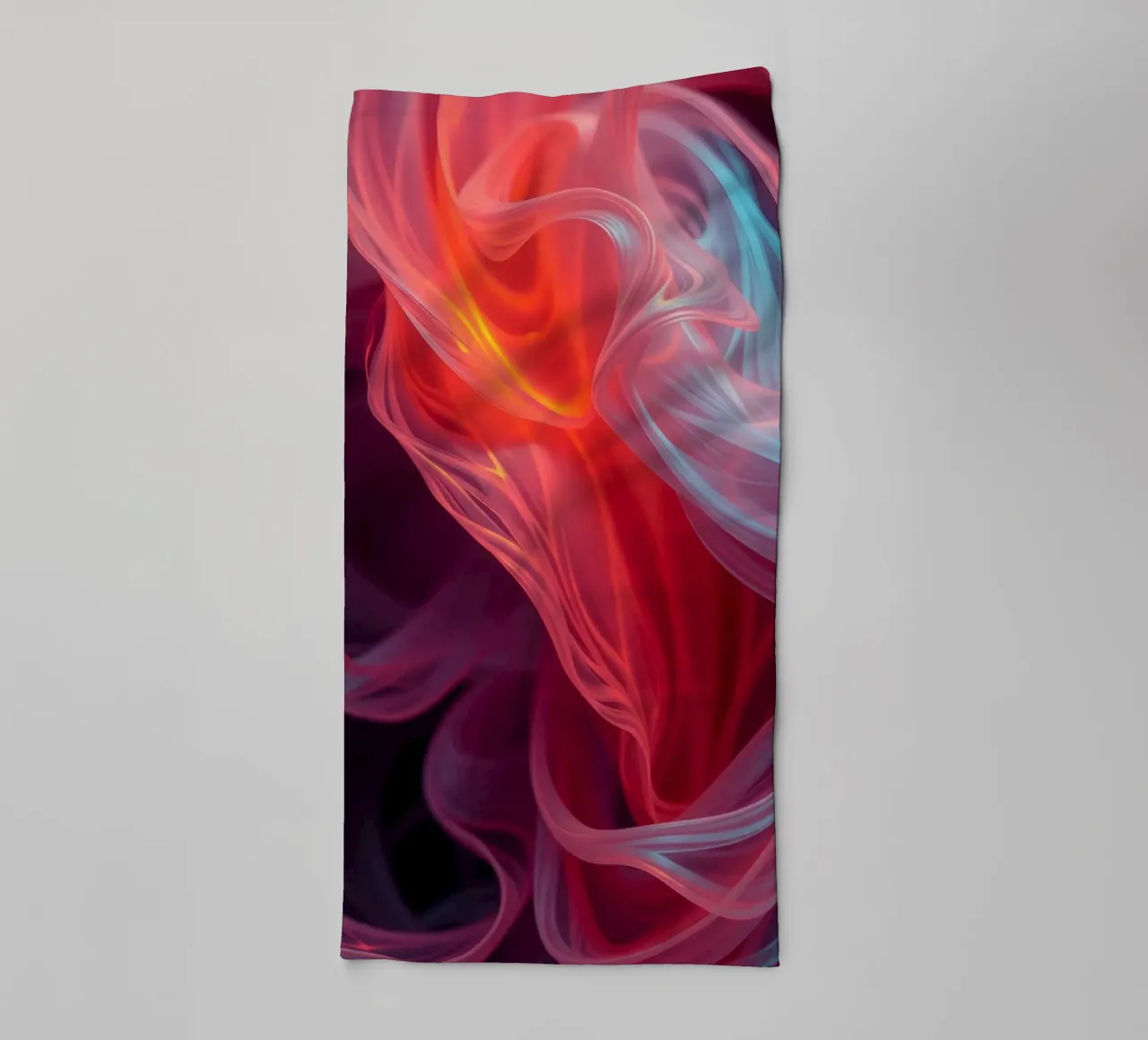 wallpaper with flowing waves of red and blue hues towel by DesignDoodle