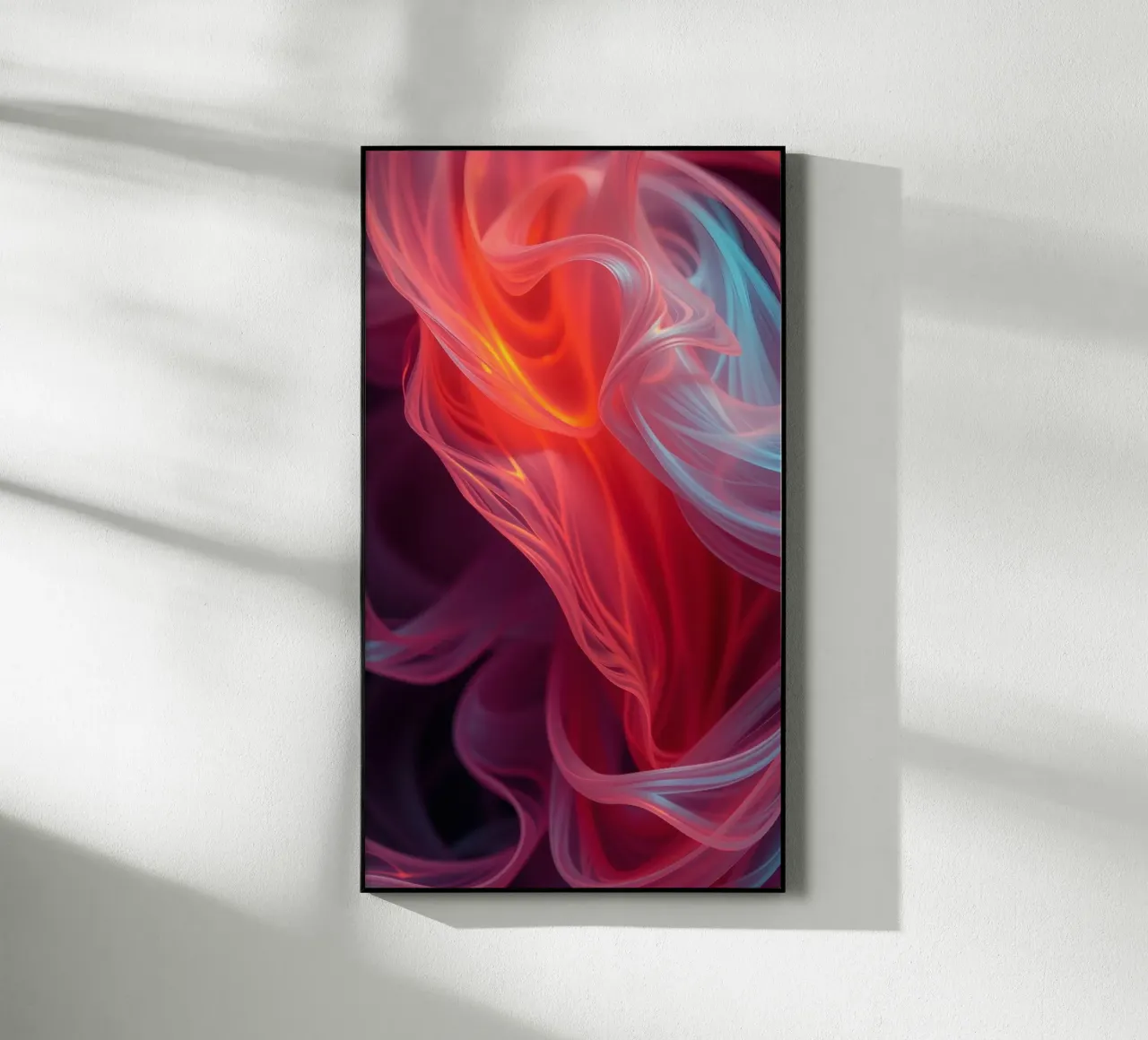carta da parati con onde fluenti di colore rosso e blu plexiglass da DesignDoodle