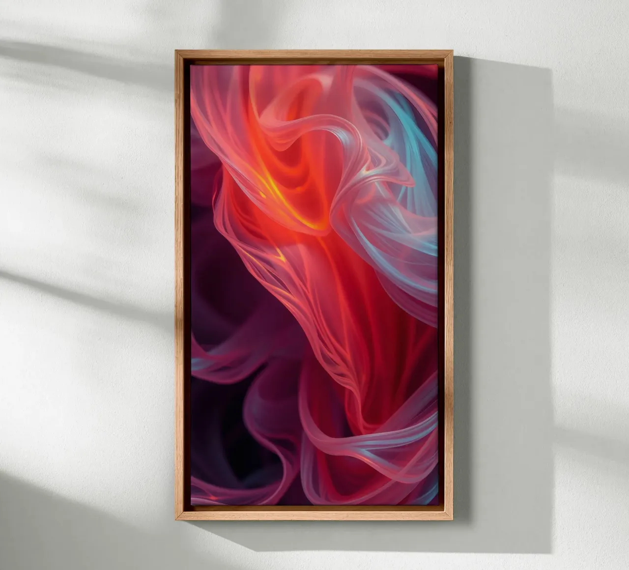 carta da parati con onde fluenti di colore rosso e blu tela con Cornice a cassetta da DesignDoodle