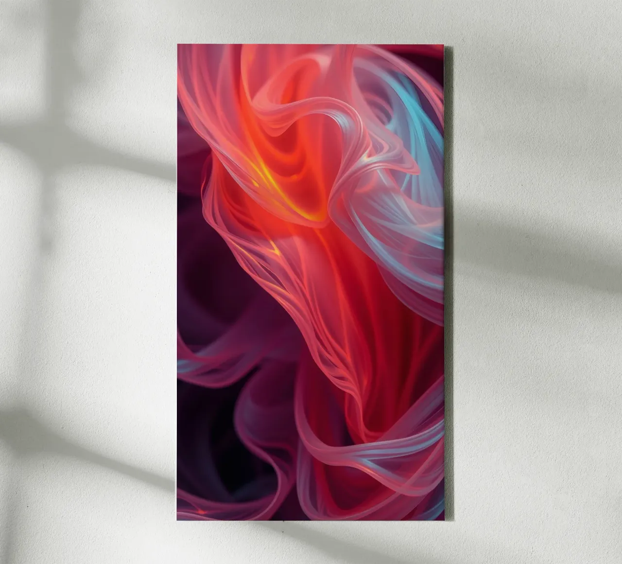 carta da parati con onde fluenti di colore rosso e blu tela con Cornice a cassetta da DesignDoodle