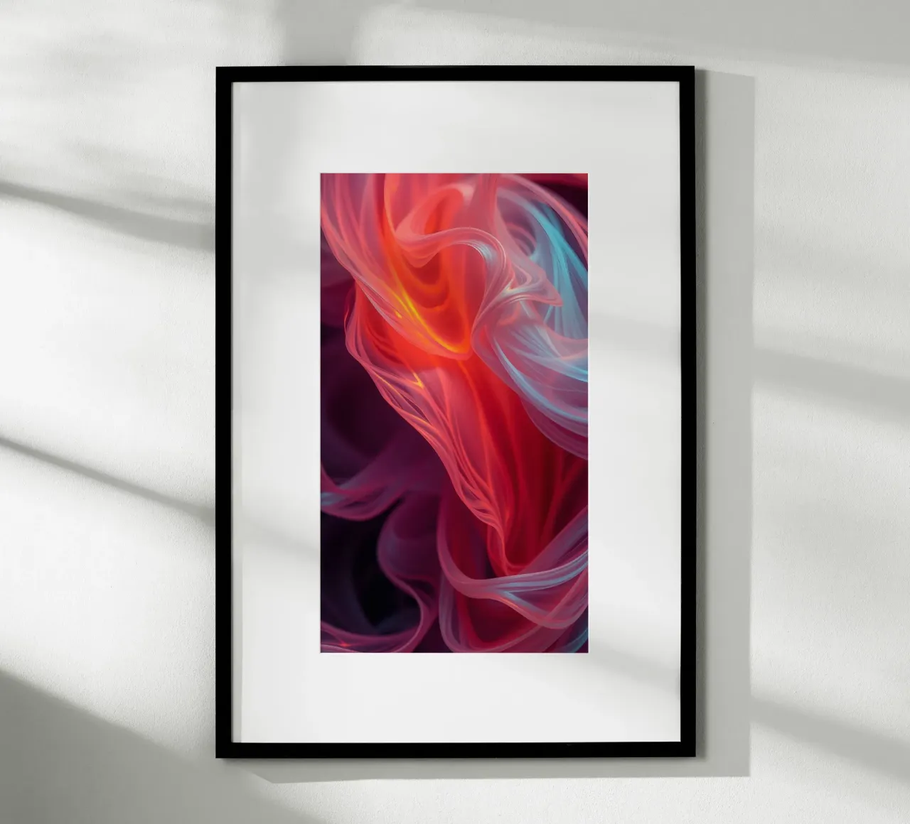 carta da parati con onde fluenti di colore rosso e blu carta hahnemühle da DesignDoodle