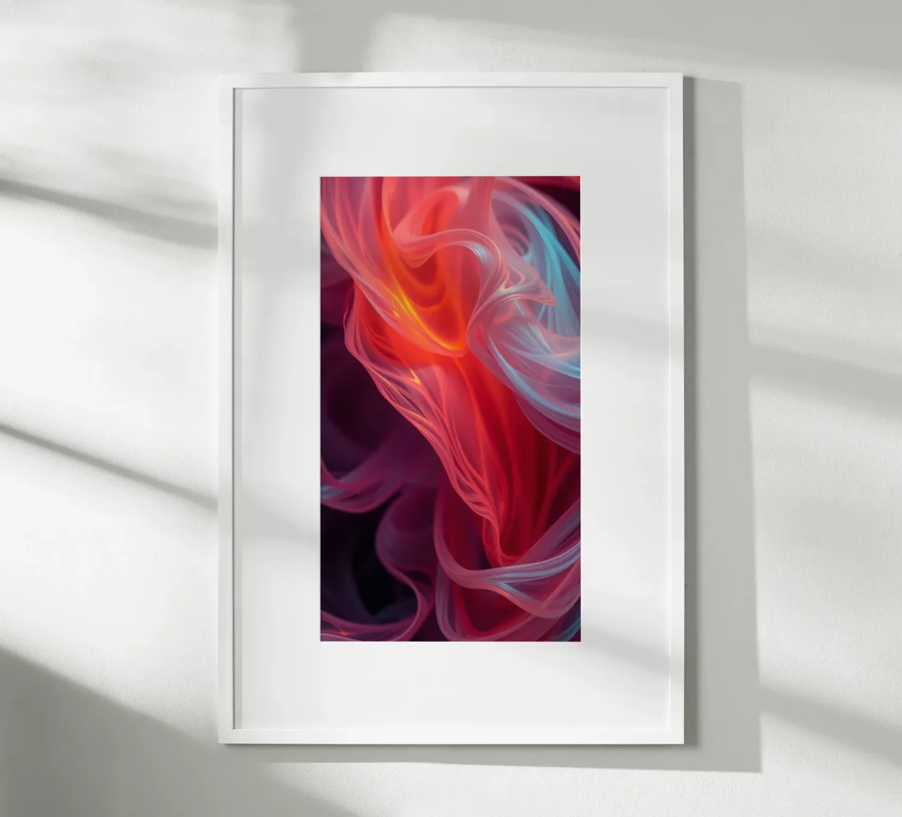 carta da parati con onde fluenti di colore rosso e blu carta hahnemühle da DesignDoodle