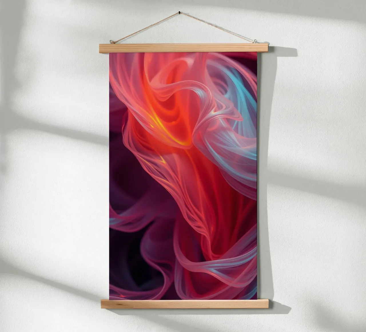carta da parati con onde fluenti di colore rosso e blu carta hahnemühle da DesignDoodle