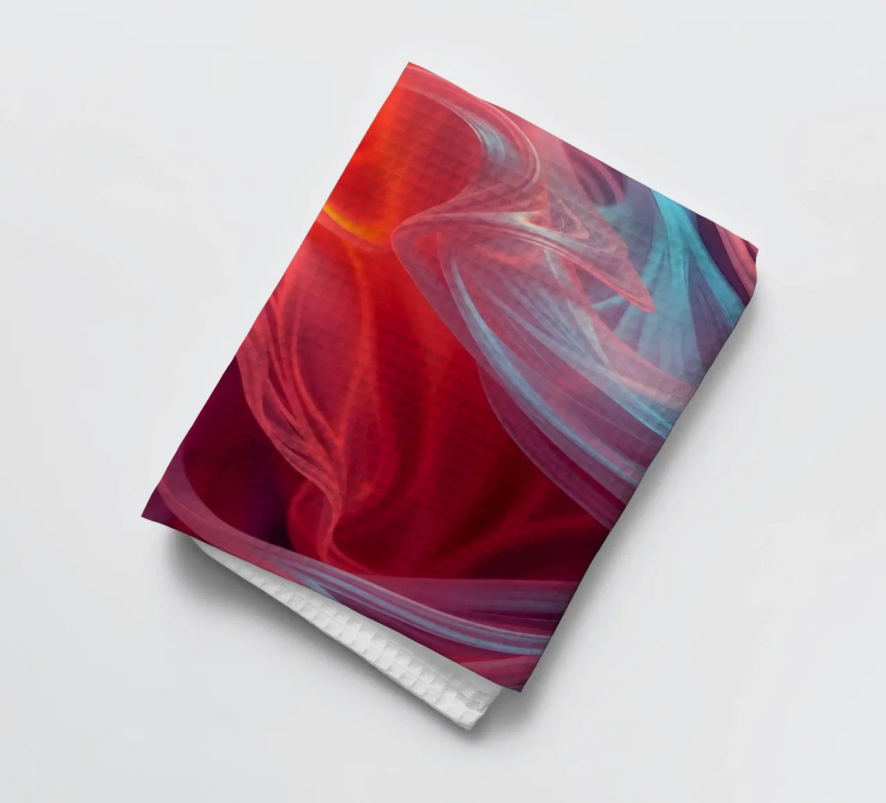 papier peint avec des vagues fluides dans les tons rouges et bleus torchon de DesignDoodle