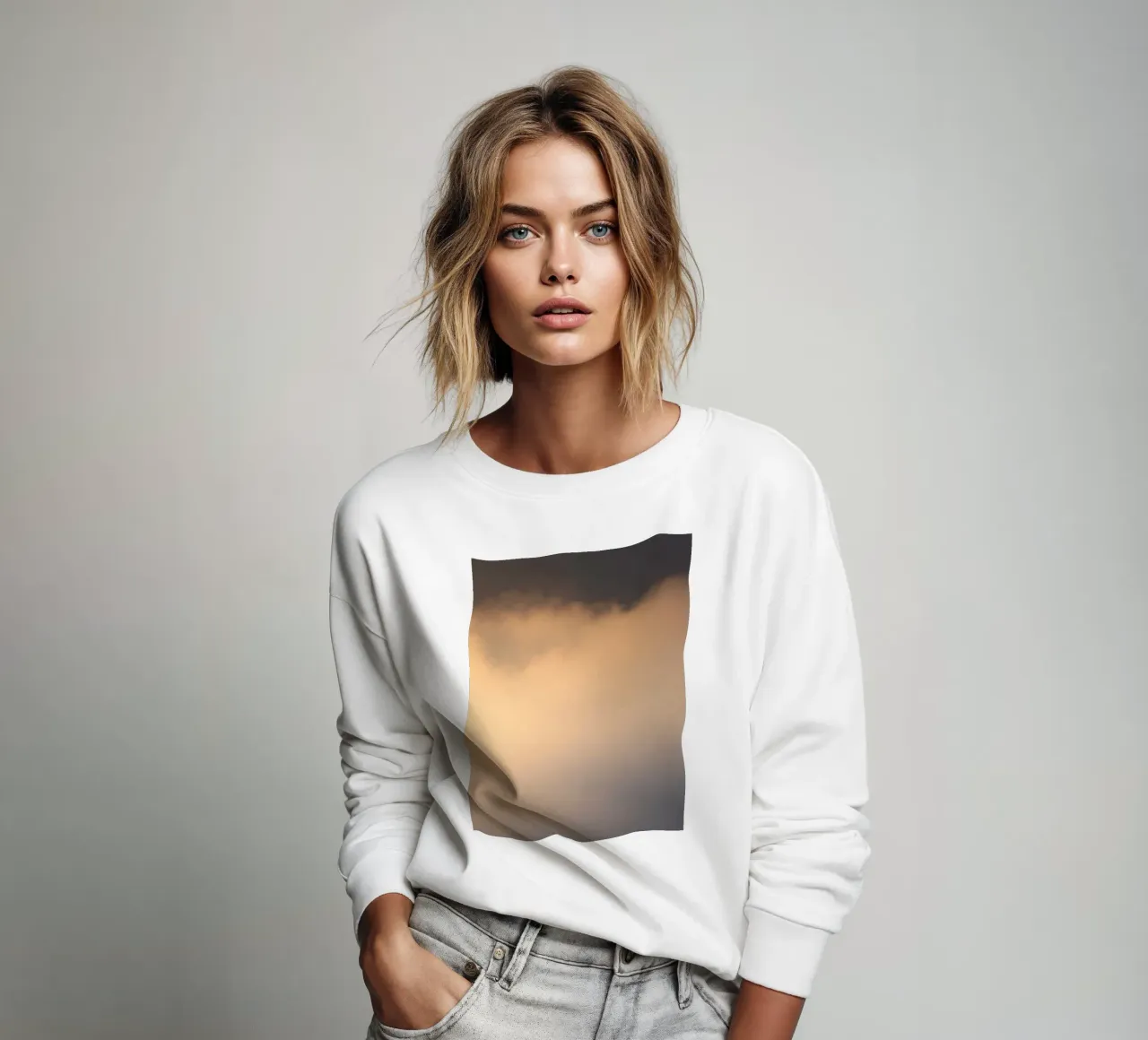 Ruhige abstrakte weiche Wolken in einem Farbverlauf aus warmen Tönen Sweatshirt von DesignDoodle