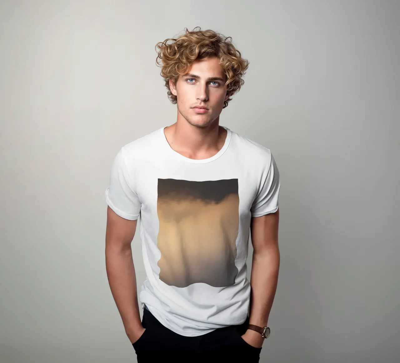 Calm abstract soft clouds in a gradient of warm tones t-shirt by DesignDoodle