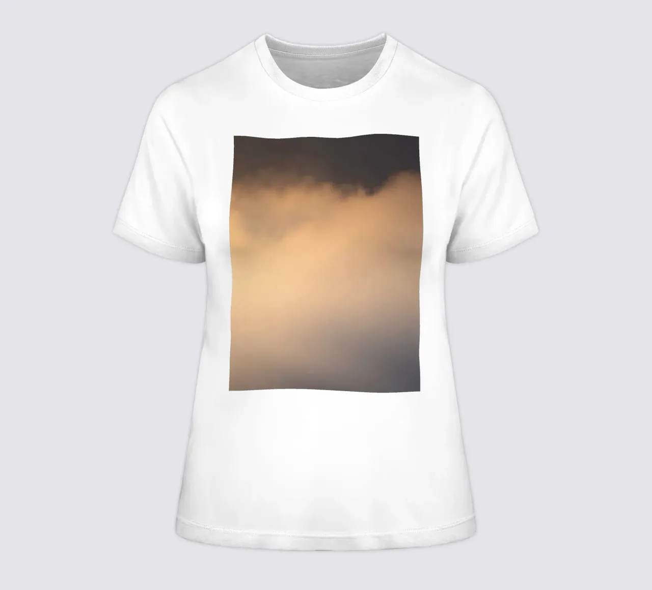 Calm abstract soft clouds in a gradient of warm tones women's fitted t-shirt by DesignDoodle
